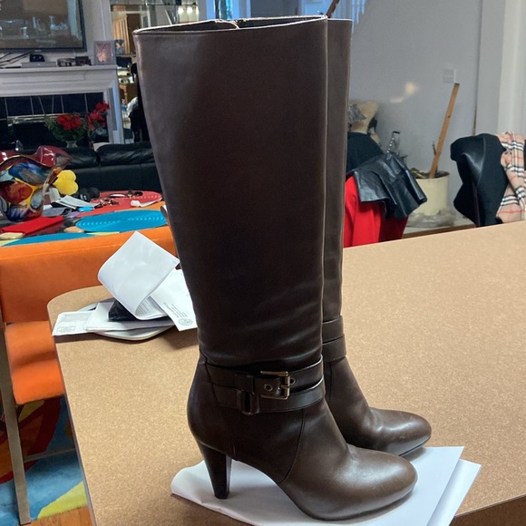 Coach Addie Semi Mate Leather Heel Boots - Picture 5 of 16